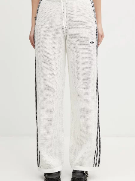 Spodnie adidas Knitted Crochet Firebird Track Pants Off White L białe