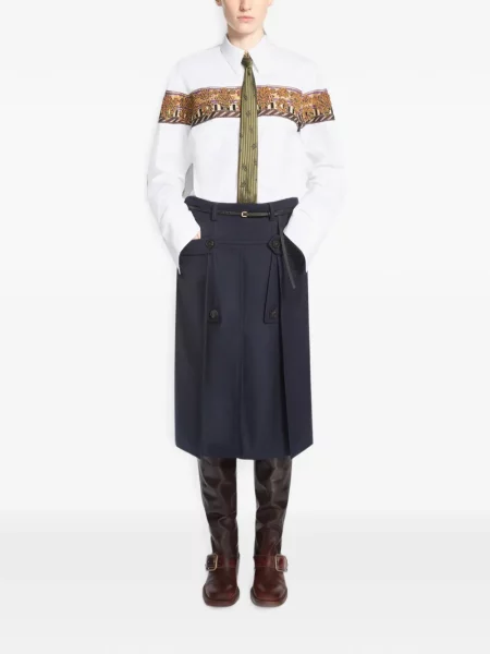 Fustă midi Dries Van Noten de lână albastru