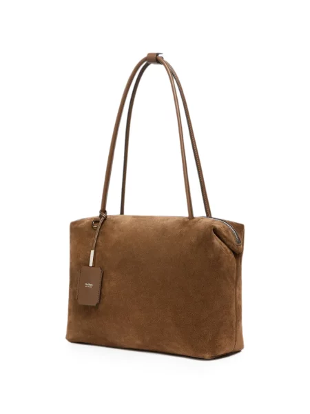 Geantă shopper Max Mara din piele de căprioară maro