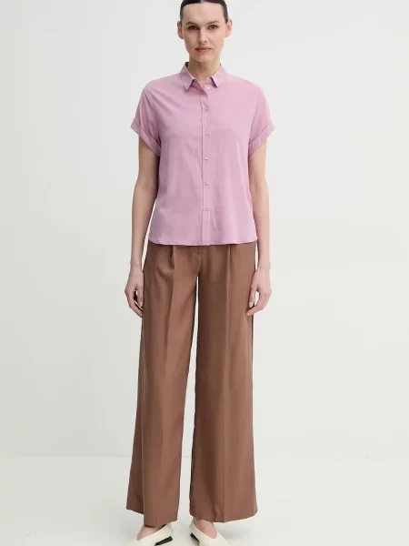 Классическая ошейниковый рубашка Samsoe Samsoe фиолетовая