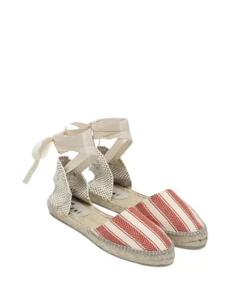 Espadrile Manebi cu șireturi cu dungi fără toc
