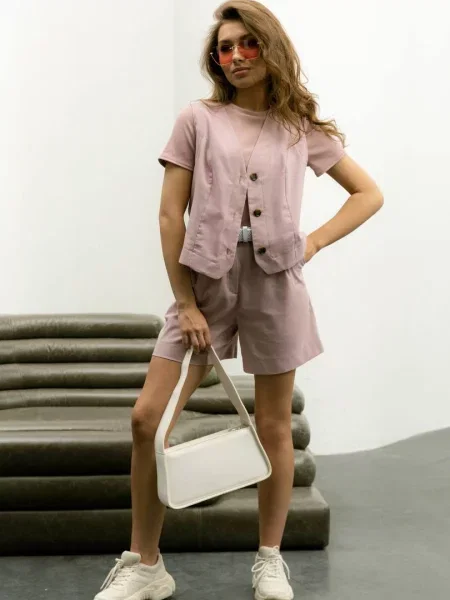 Льняные шорты Seventeen розовые