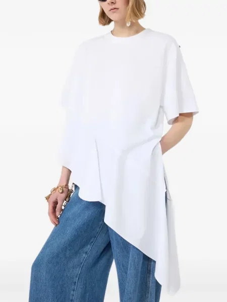 Tricou Sportmax cu volane asimetric alb