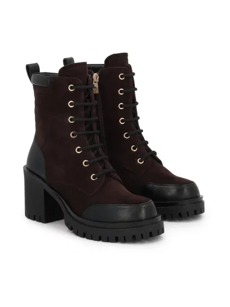 Lniane buty do kostki Kazar brązowe