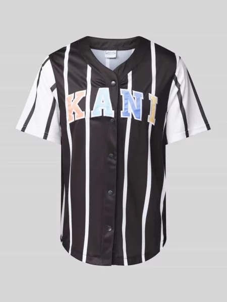 T-shirt z listwą z zatrzaskami na całej długości Karl Kani czarna