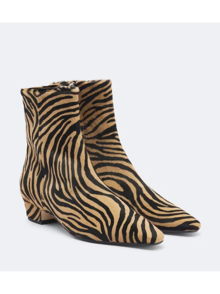 Cizme scurte Aeyde cu imagine cu model zebră maro