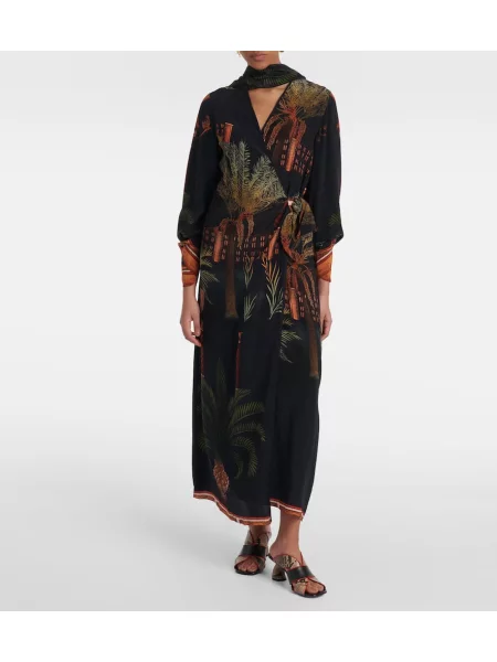 Rochie Johanna Ortiz de mătase cu imagine de costum