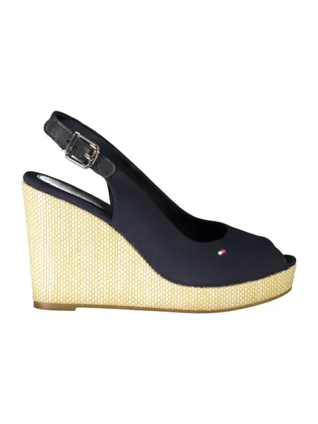 Lniane sandały Tommy Hilfiger niebieskie
