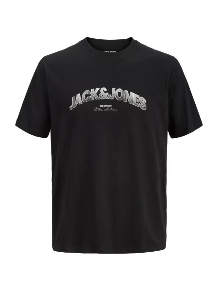 JACK & JONES Tricou JJAVERY negru / amestacat alb