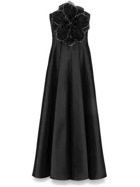 Rochie maxi Nissa cu model floral de costum negru