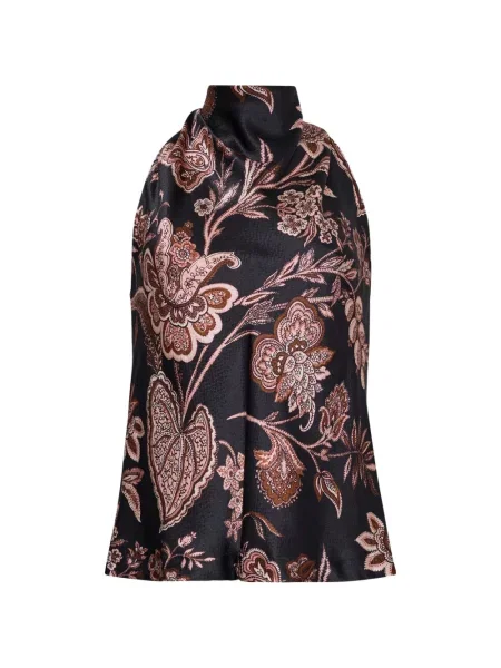 Top Cara Cara cu model floral cu imagine negru