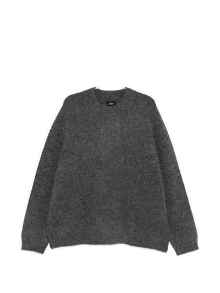 Lung pulover A.p.c. cu decolteu rotund gri