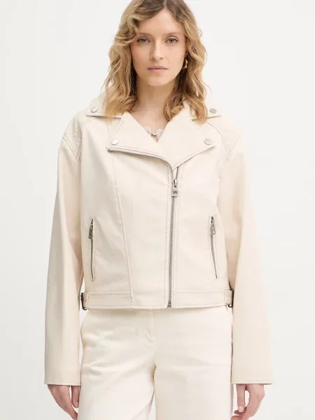 Guess Stand Studio geacă biker de piele Romy bej