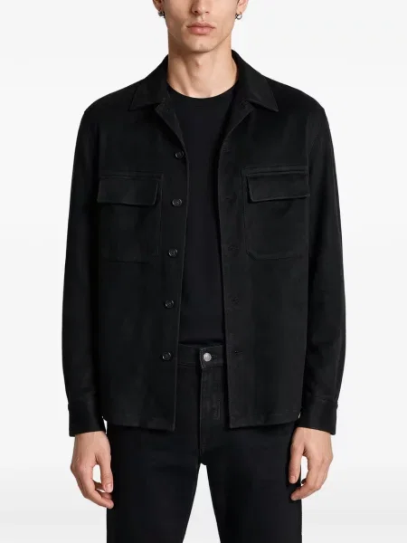Geacă Zegna din piele de căprioară negru