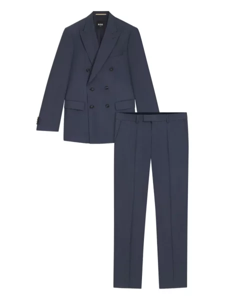 Costum Boss de lână cu două rânduri de nasturi albastru
