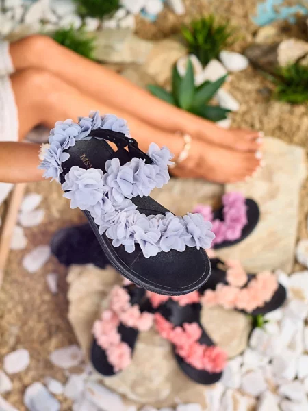 Sandale Resti cu model floral negru