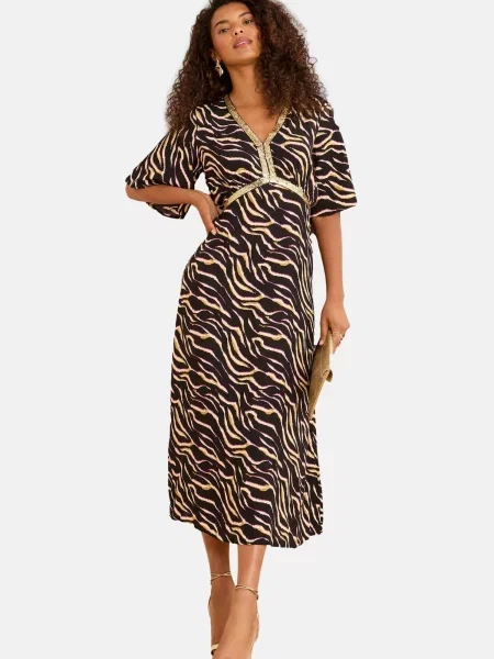 Love & roses Obleka zlata črna