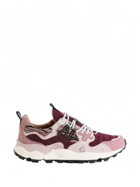 Sneakerși Flower Mountain din piele de căprioară cu model floral roz