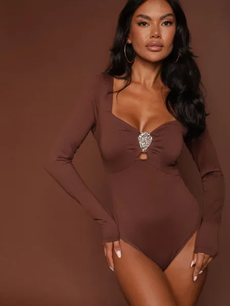 Body z Metaliczną Ozdobą Aferriva brązowe