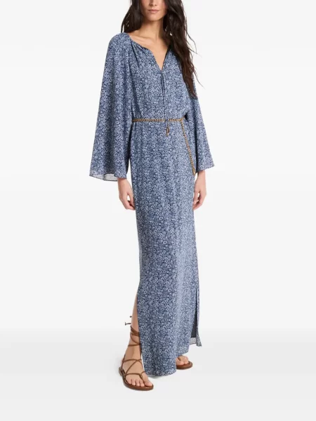 Rochie Michael Kors cu model floral cu imagine cu decolteu în V albastru
