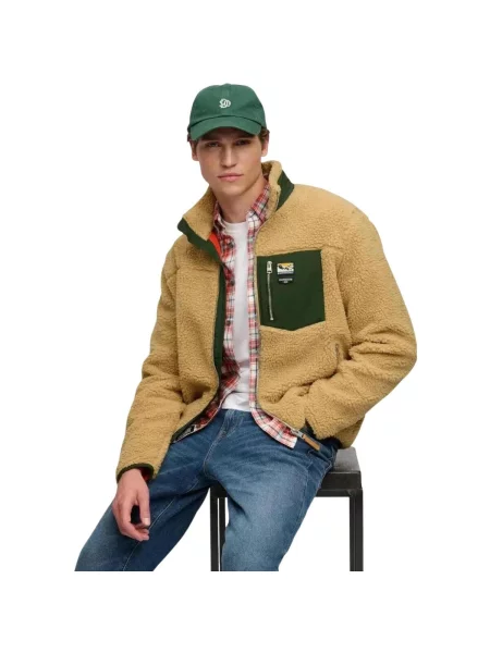 Hanorac din fleece Superdry din fleece bej