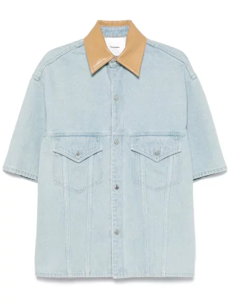 Кожена риза Nanushka синьо