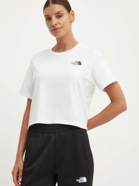 The North Face tricou W Simple Dome Cropped Slim Tee femei alb