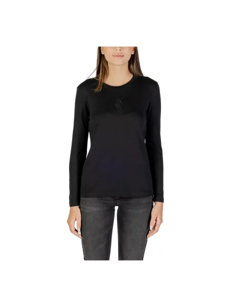 Kryształ górski koszulka Armani Exchange z długim rękawem czarna