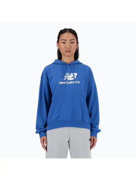 Bluza New Balance French Terry Stacked Logo Hoodie blueagat