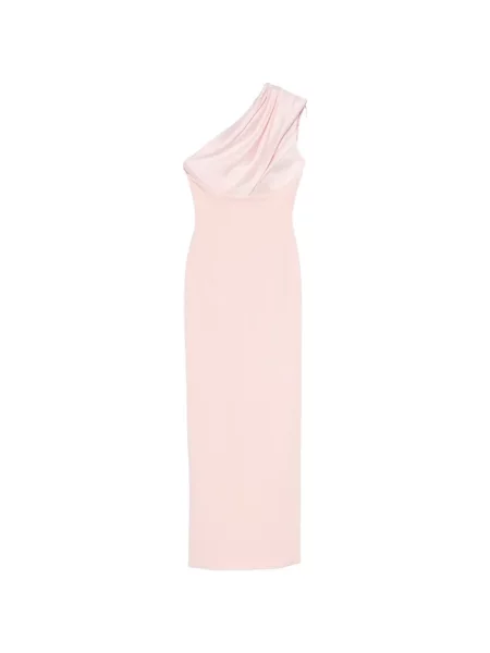 Rochie maxi Solace London drapată cu un umăr gol roz