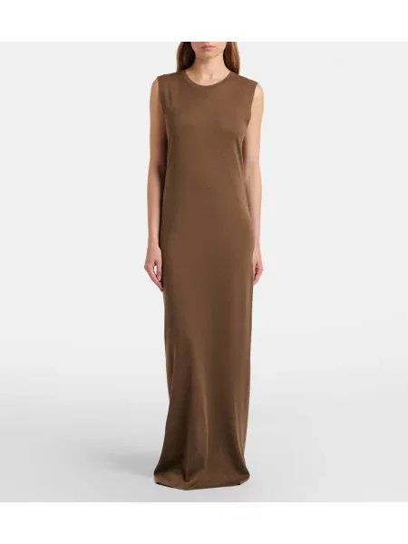 Rochie maxi The Row de mătase maro