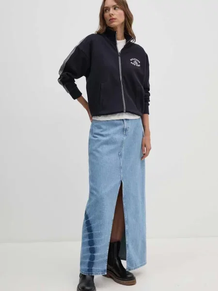 Макси джинсовая юбка Pepe Jeans с эффектом тай-дай на завязках