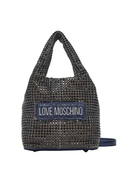 Torebka Love Moschino skórzana z dżetami szara
