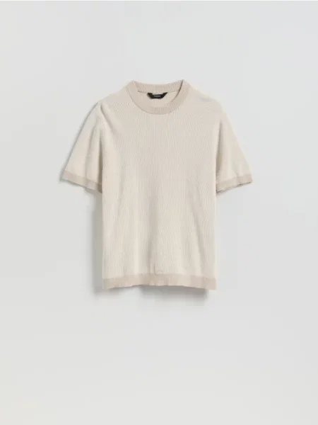 Свитер Reserved с коротким рукавом бежевый