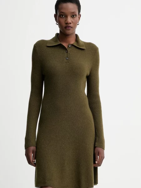 Marc O'Polo rochie cu lână mini evazați verde