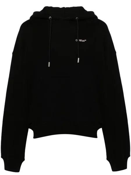 Hanorac cu glugă Off-white cu broderie alb