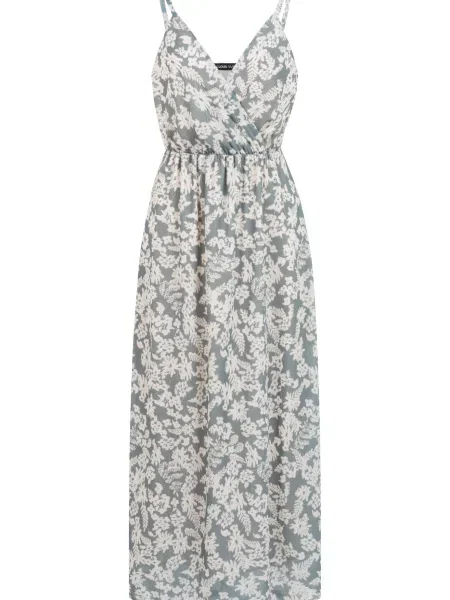 Rochie verde mentă alb
