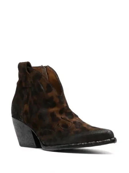 Cizme scurte Elena Iachi cu imagine cu model leopard maro