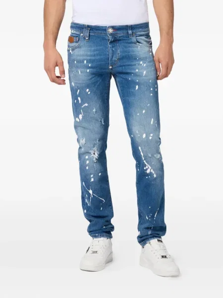 Blugi Philipp Plein cu 5 buzunare albastru