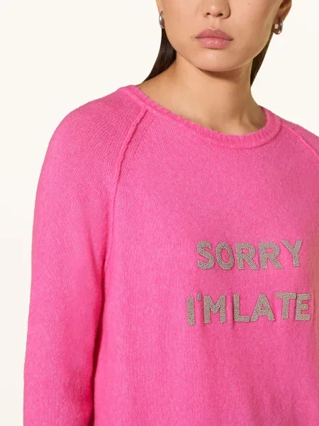Grace Svetr Sorry I'm Late S Ozdobnými Korálky / stříbrná růžová