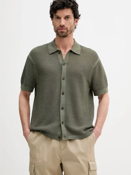 Риза Tommy Hilfiger със свободна кройка с класическа яка зелено