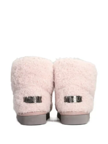 Botine Mou din piele de oaie roz