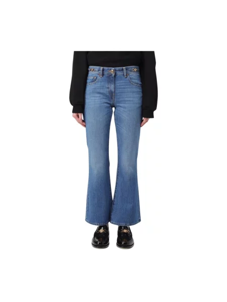 Jeansy dzwony Versace eleganckie niebieskie