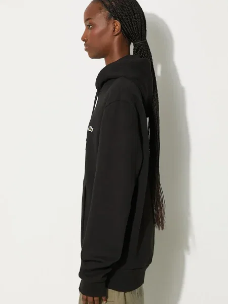Hanorac cu glugă Lacoste clasic cu glugă negru