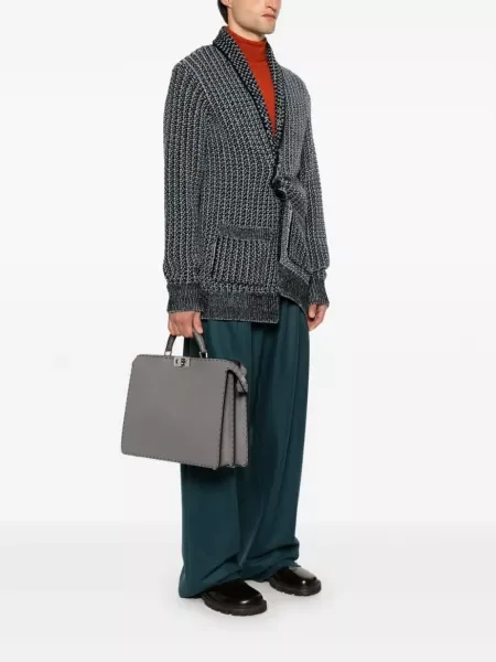 Geantă Fendi Peekaboo din piele gri