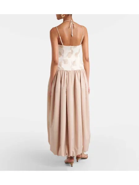 Rochie midi Simkhai cu buline până la genunchi de costum bej