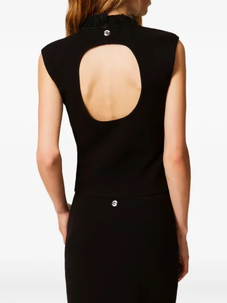 Top Twinset tricotate cu volane negru