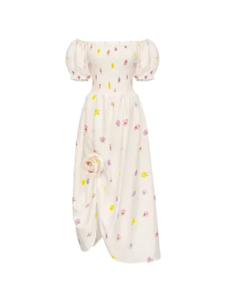 Rochie midi Sleeper de in cu model floral cu imagine alb
