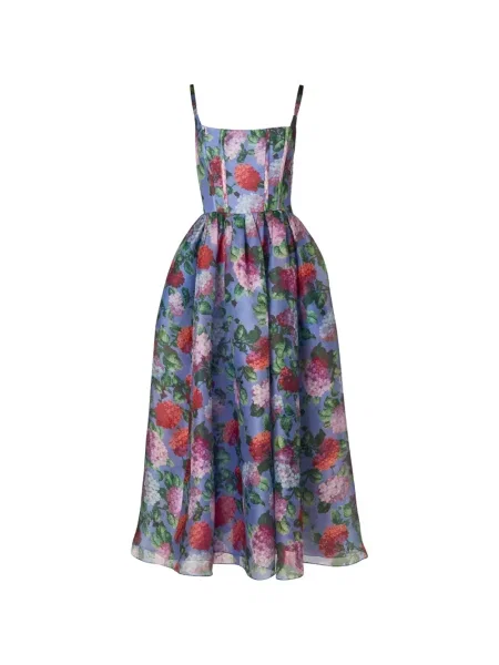 Rochie midi Carolina Herrera cu imagine din organza albastru