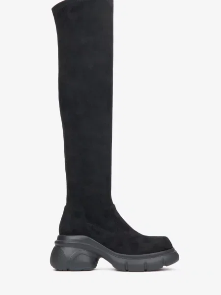 Велюровые сапоги Estro черные